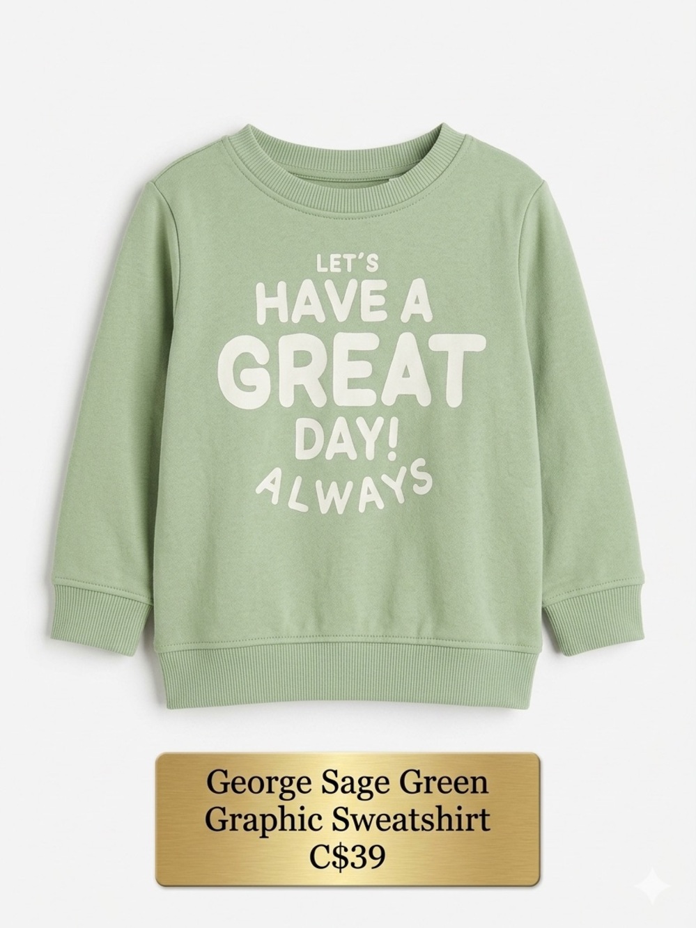 H&M Baby Sage Green Graphic Sweatshirt Great Day Always 4T EUC